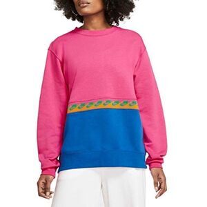 NIKE SPORTSWEAR NSW SOFT FRENCH TERRY FLEECE CREWNECK VIBRANT PULLOVER SWEATER M